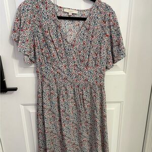 LOFT Multicolor Floral Midi Dress